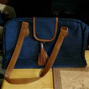 NWOT Denim-colour bag with tassel
